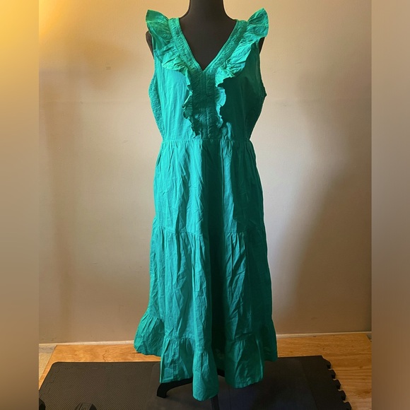 NWT J crew v-neck smocked midi dress - Picture 1 of 4